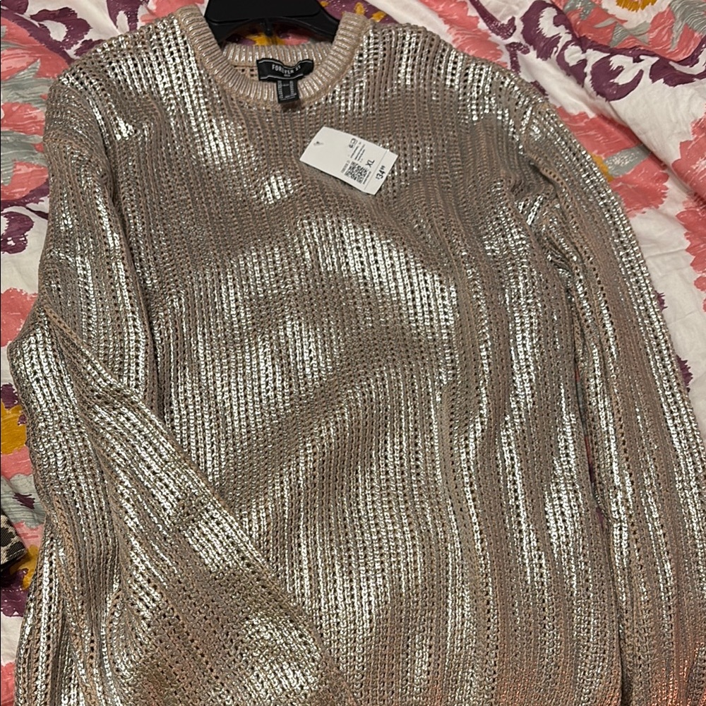 Forever 21 Taupe and Silver Sweater